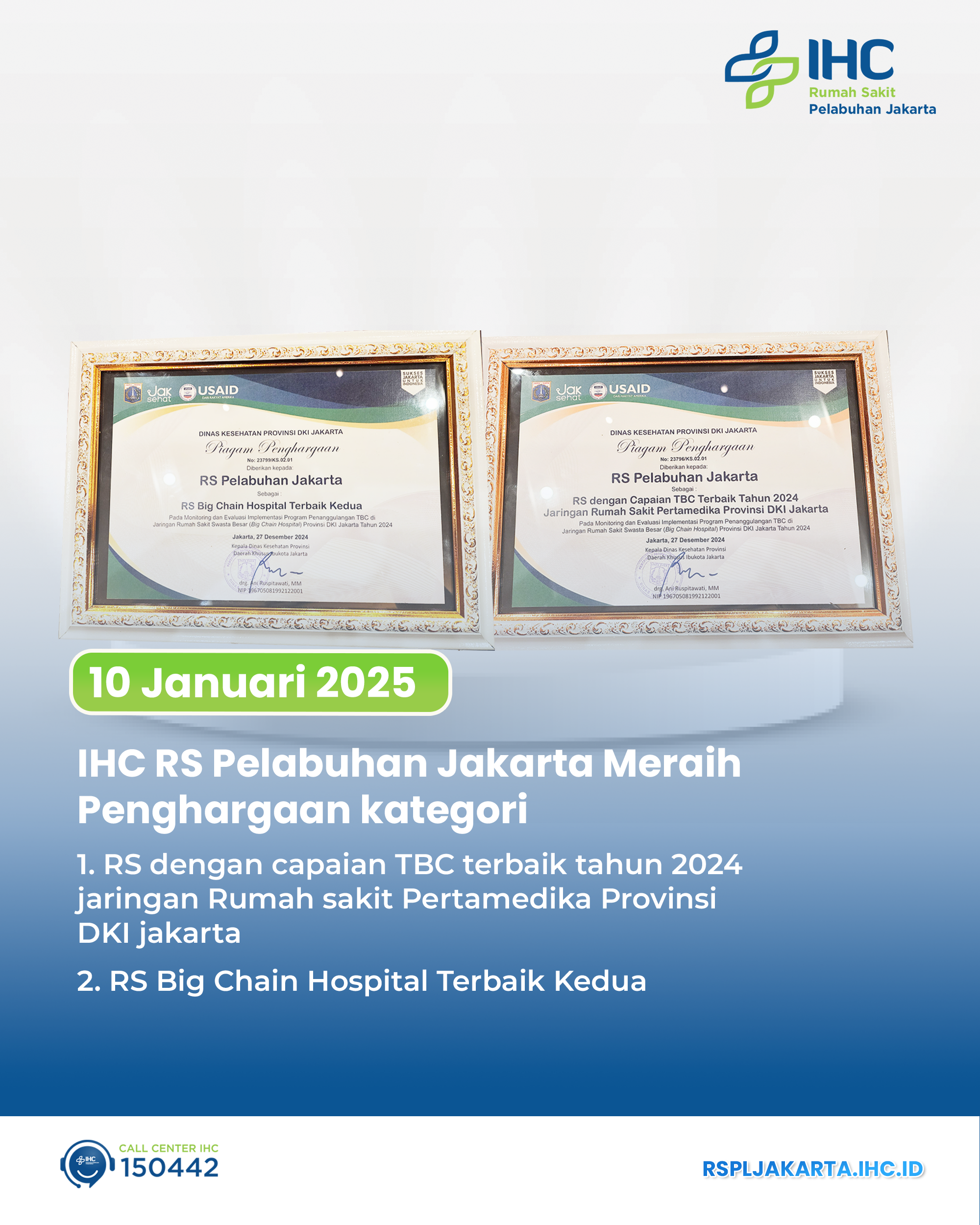 Membanggakan! IHC RS Pelabuhan Jakarta Raih 2 Penghargaan Bergengsi 2024!